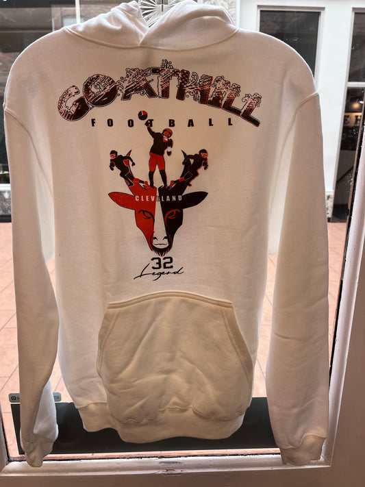 White Cleveland legend GoatHill Hoodie # 32