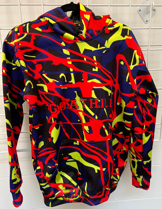 SUBMISSION RED AND BLUE HOODIE WITH GOATHILL STRETCH ARM LOGO